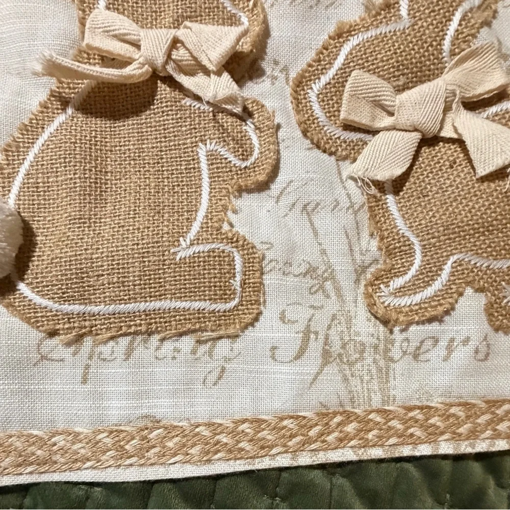 Domain table runner Easter Spring bunnies rabbits beige off white 14 inches wide